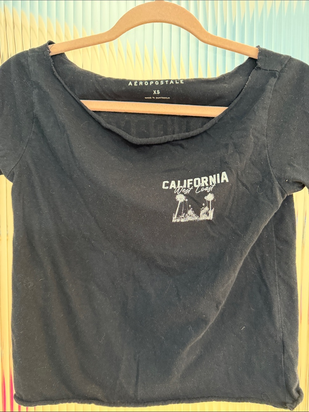 Aeropostale Black Tee with White Logo - XS